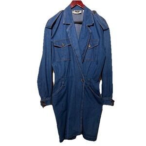 Vintage DKNY Jeans size 4 Long Sleeve mini dress wrap‎ skirt